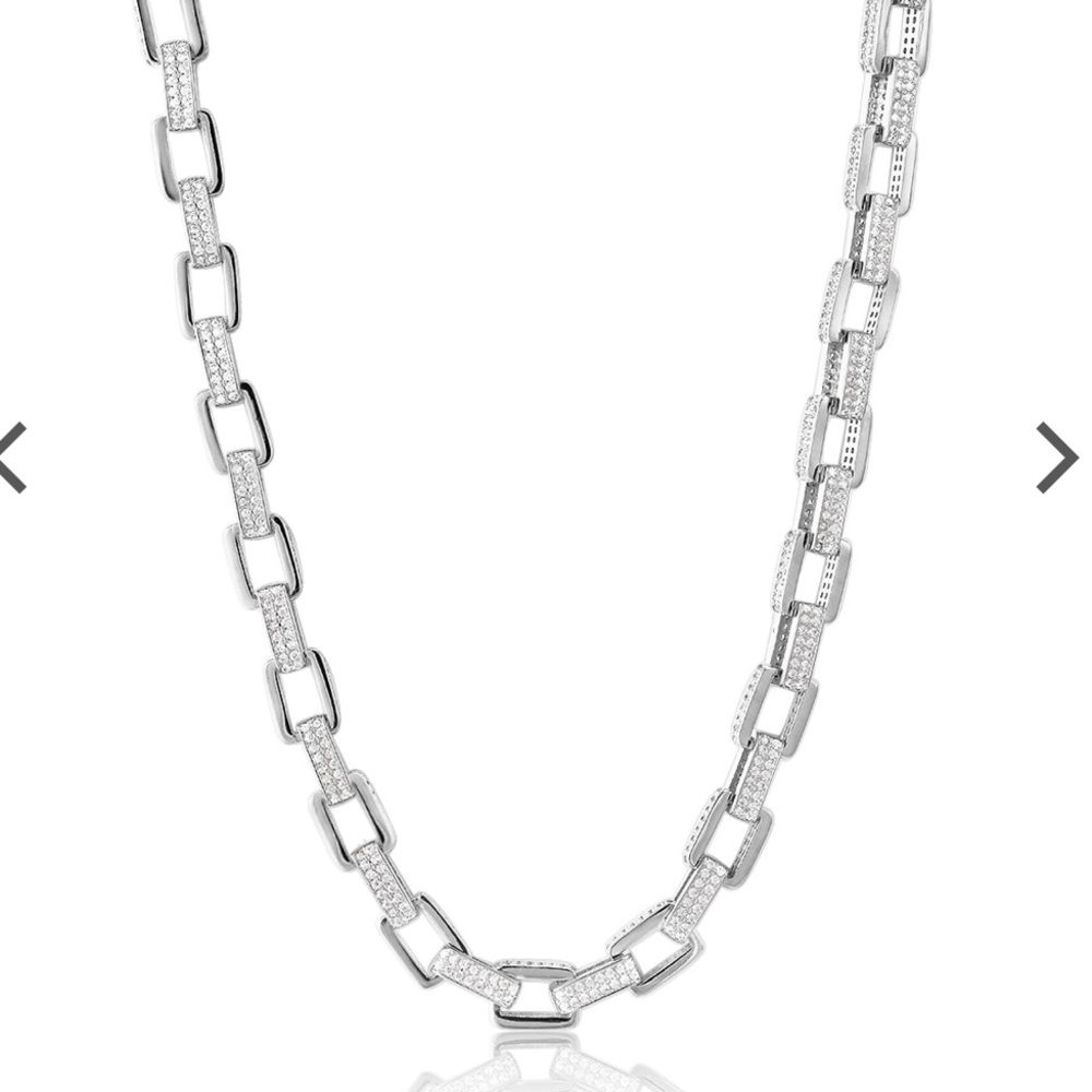 LUV AJ boxy pave link necklace Silver